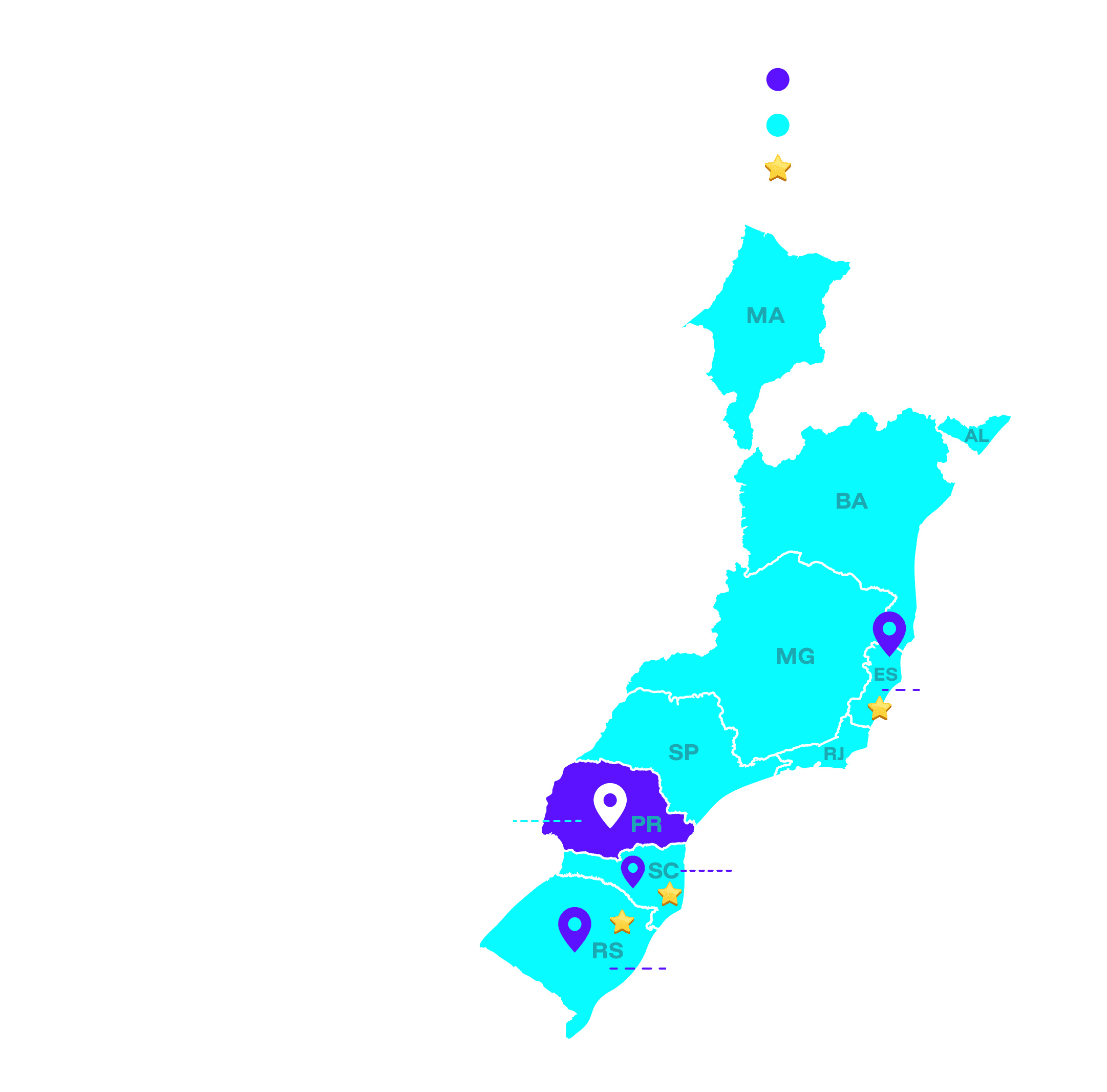 Mapa da localização dos escritórios da Stars Aceleradora